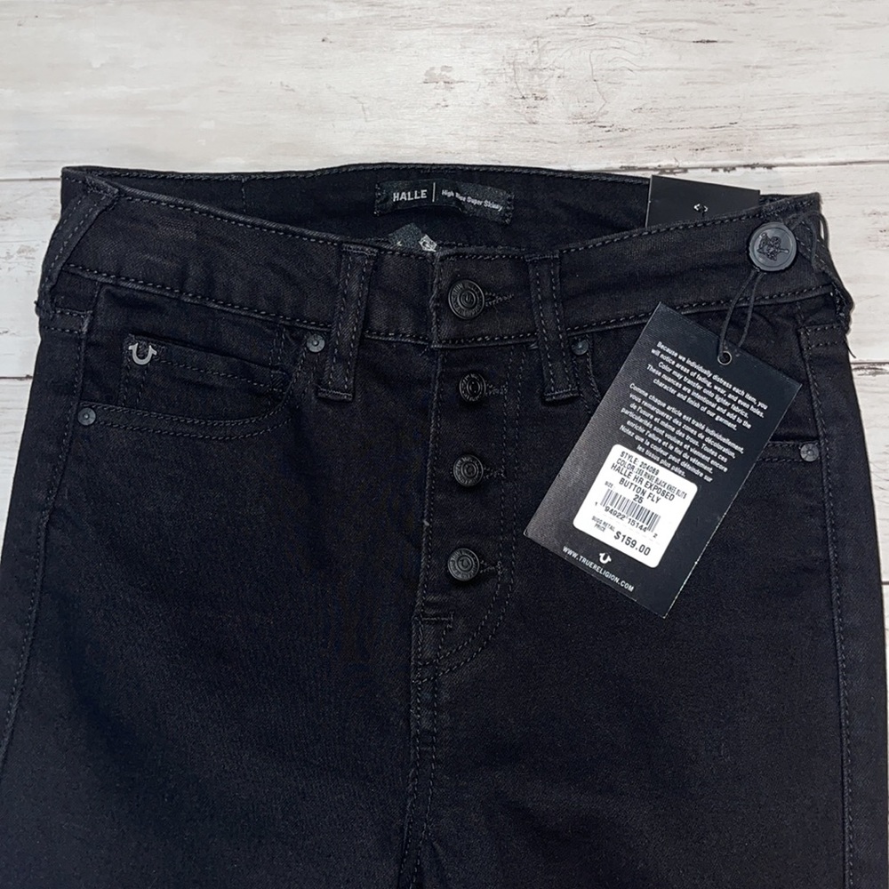 NWT True Religion Black High Rise Skinny Jeans - Picture 6 of 14